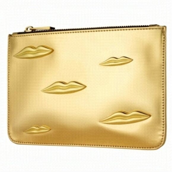 NARS gold zippy pouch cosmetic makeup case lips - Picture 2 of 7